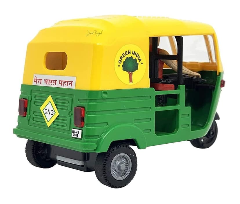 Mehtab Pull Back Plastic Auto Rickshaw Toy with Driver Perfect for Kids Fun (Pack of 1, Multicolor) view 2