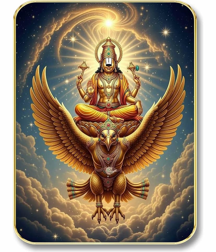 Livin'luxe Lord Vishnu Garuda MDF Wall Art with Table Top Stand & Wall Hanging Hole