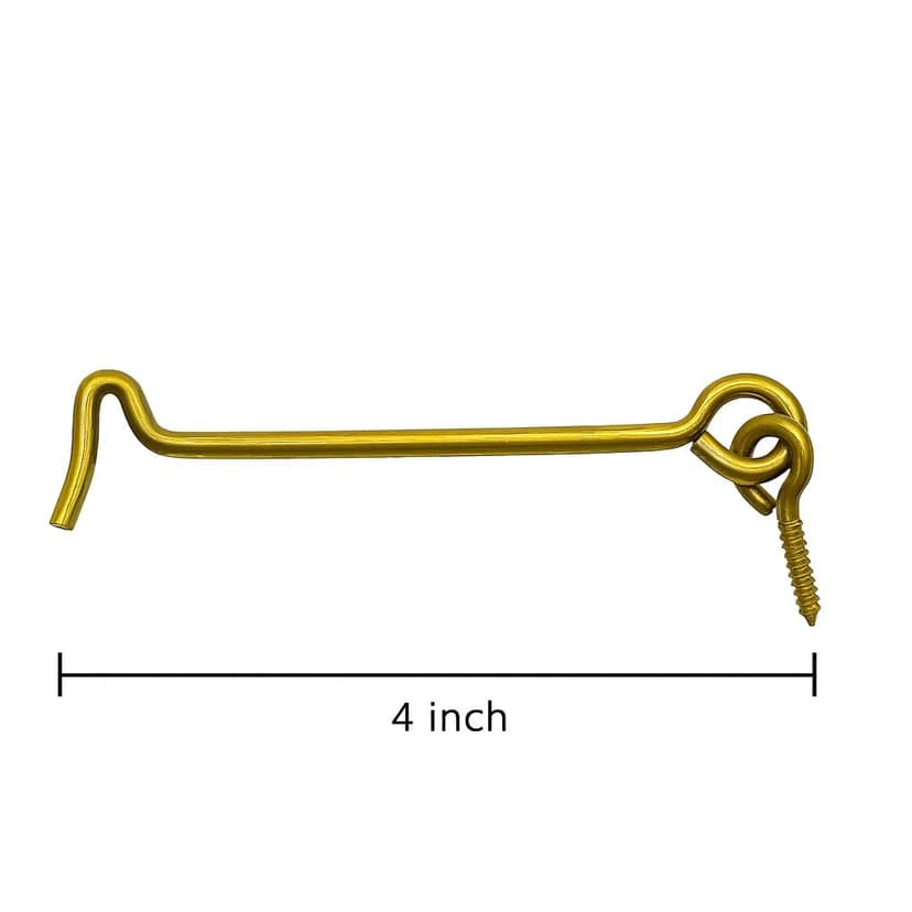 KARTHI7OCT STORE 4 Inch Cabin Hook and Eye (Set of 5) � Brass Plated Iron Hooks Catch Door Lock for Gate, Window, Shed, Barn � Rust Resistant Windproof Swivel Holder with Screws � General Door Hook view 2