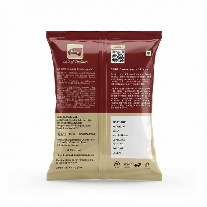 Valari Samba Chilli Whole With Stem | Natural Laal Mirch With Stem | Indian Spices | Sun-dried and Carefully Packed Red Whole Chilli view 2
