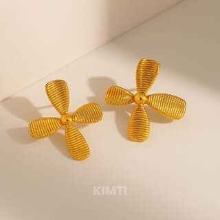 kimti 18k Gold Plated Bling Blogger Bow Anti Tarnish Earring view 2