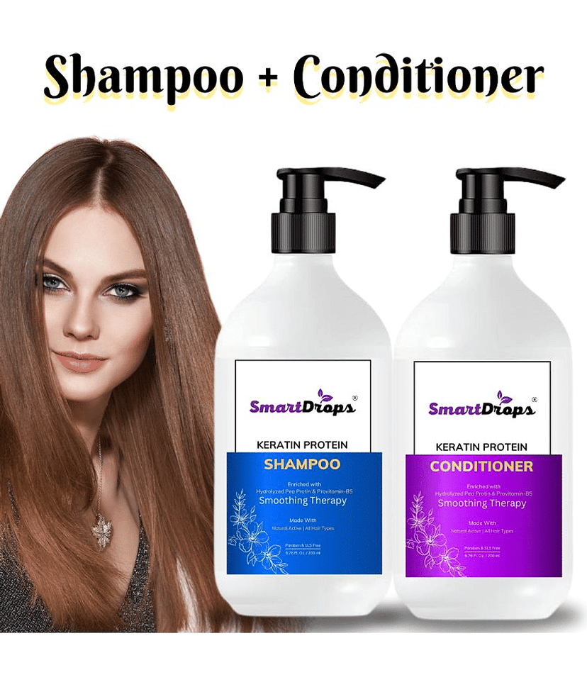 Keratin Conditioner And Shampoo Combo For Smooth And silky Hair Moisturising Hair Growth Anti-Hair Fall Shiny Hair