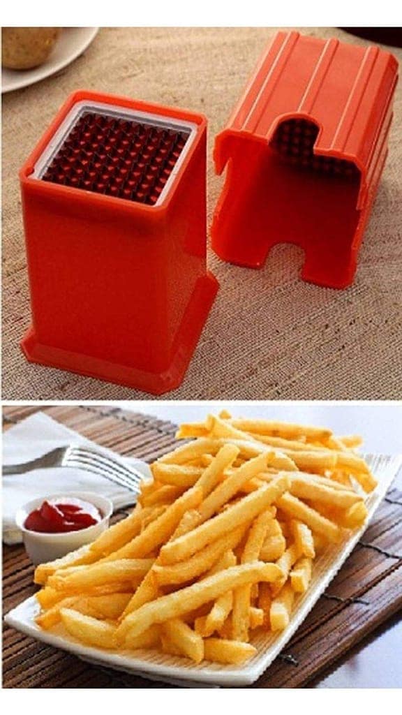 HAPPI Stainless Steel Blade Potato Chips Maker Cutter Slicer French Fries Cutters Push Type view 2