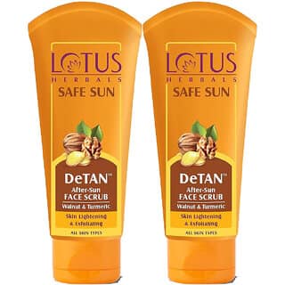 Lotus Herbals Safe Sun Detan After-Sun Face Scrub Walnut Turmeric Exfoliates, Removes Tan100G (Pack Of 2)