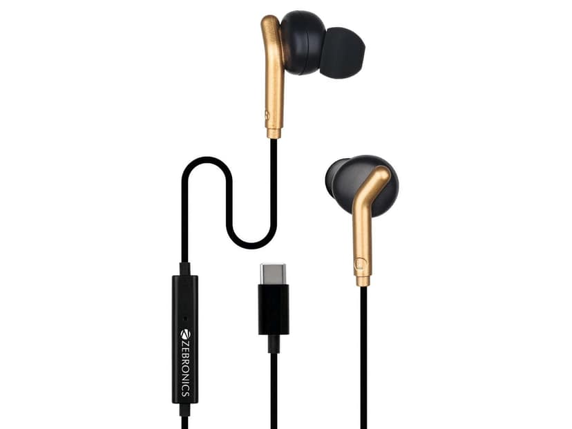 Zebronics BRO C 3.5mm Wired Earphones - Black + Gold
