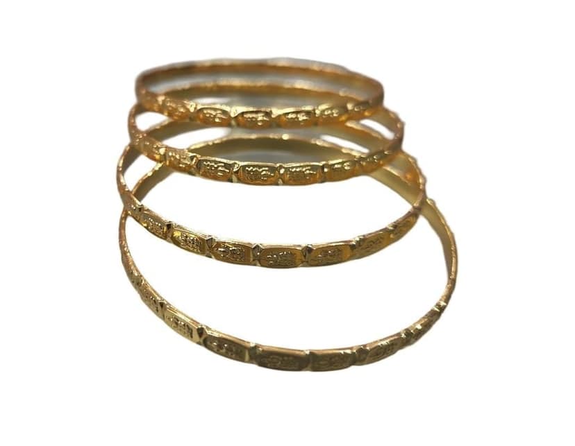 Gold Plated Bangle Set with Intricate Design - Set of 4 view 2