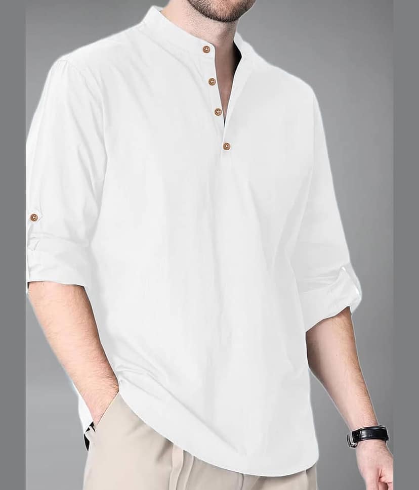 Vida Loca Cotton Blend Plain Shirt Style Kurta For Men ( Turquoise )