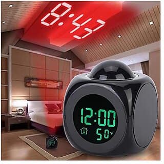 Digital LCD Voice Talking Function Clock | LED Wall/Ceiling Projection with Alarm/Snooze/Temperature Display 12hr/24hr Clock (Multi-ColorPack of 1). view 2