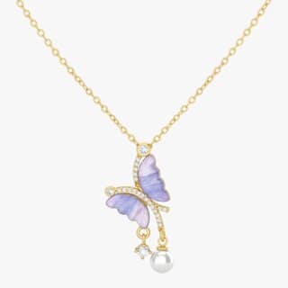 Purple Zircon Butterfly Pendant