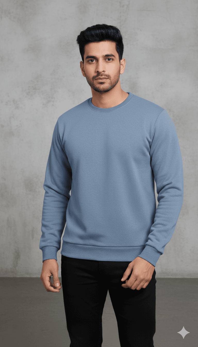 Men’s Solid Sweatshirt | Heavy 3-Thread Winter Sweatshirt | Warm & Comfortable view 2