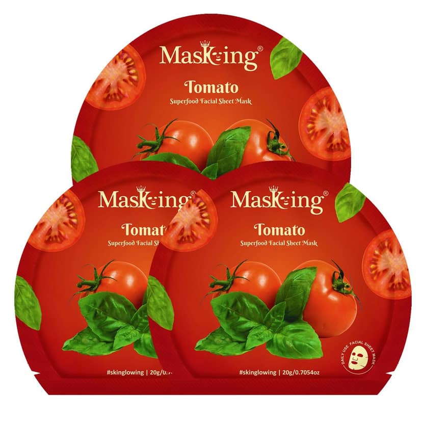 Superfood Tomato facial sheet mask for glowing Skin and Hydrating, Pack of 3