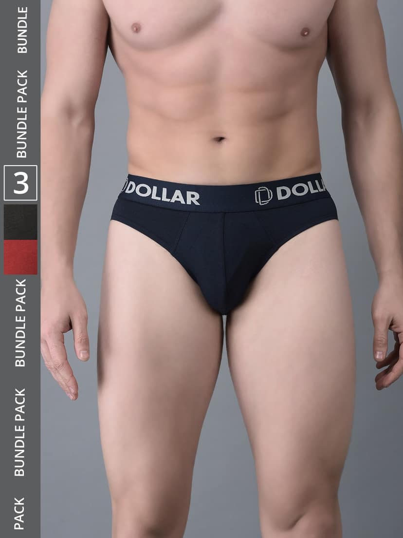 Men's Assorted Pack of 3 Shuffle Intellisoft Cotton Spandex Solid Brief