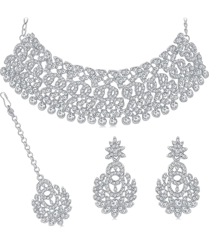 Sukkhi Silver Alloy Necklace Set ( Pack of 1 ) view 2