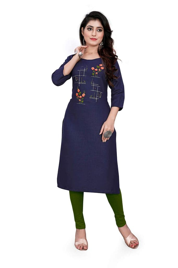 STYLEOO Women's Cotton Regular Kurti Combo Pack of 3 (Blue, Red, Green) (M, L, XL, XXL) view 2