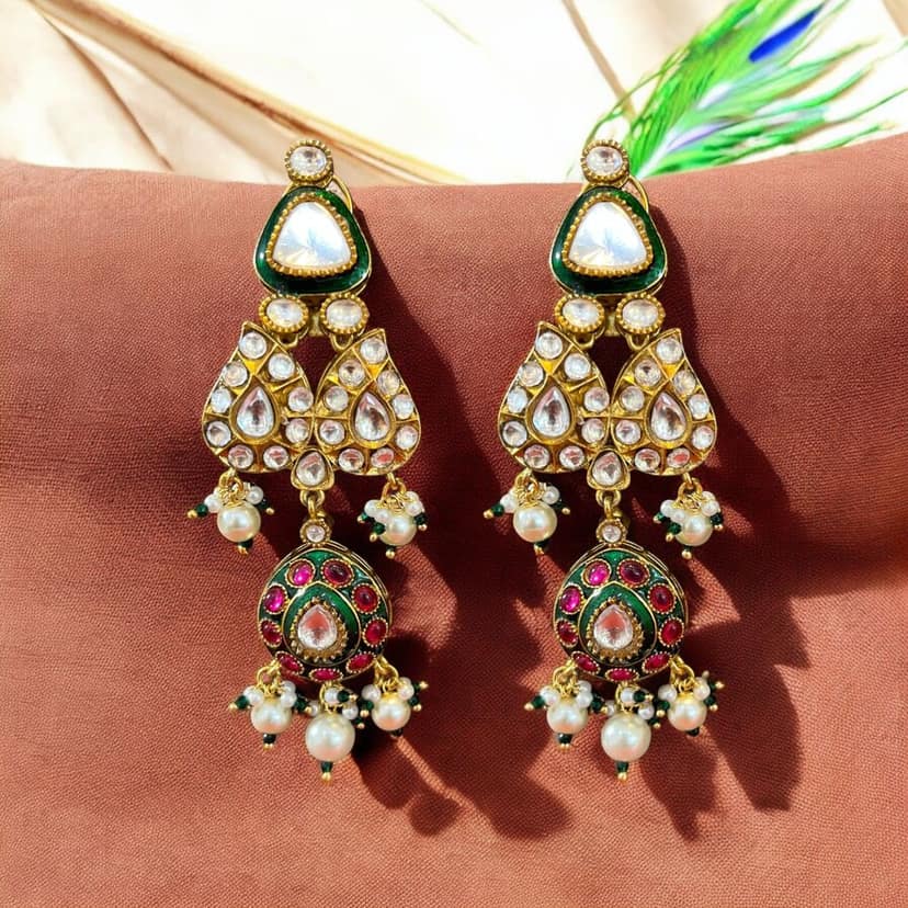 Kundan Meenakari Choker Necklace Set By Dia Art Jewels view 2