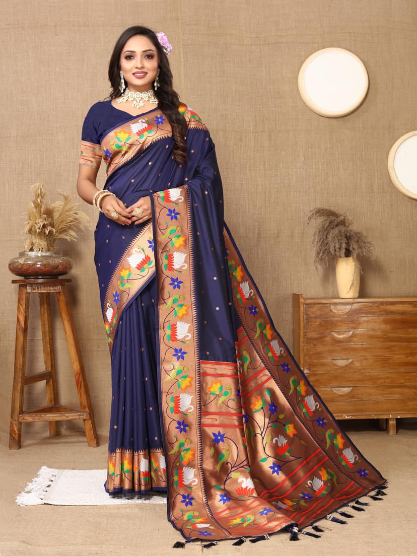Soft Paithani silk saree with Meenakari weaw... view 2