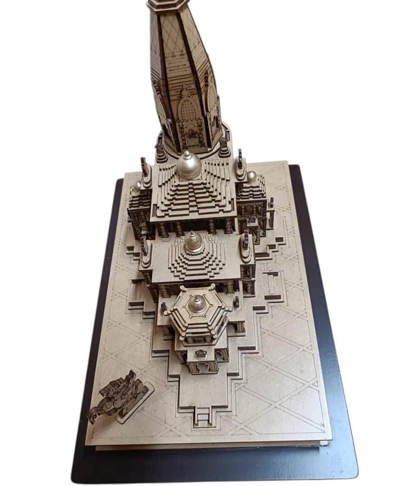 D Wooden Temple with LED Light | Laser Cut Wooden Temple view 2