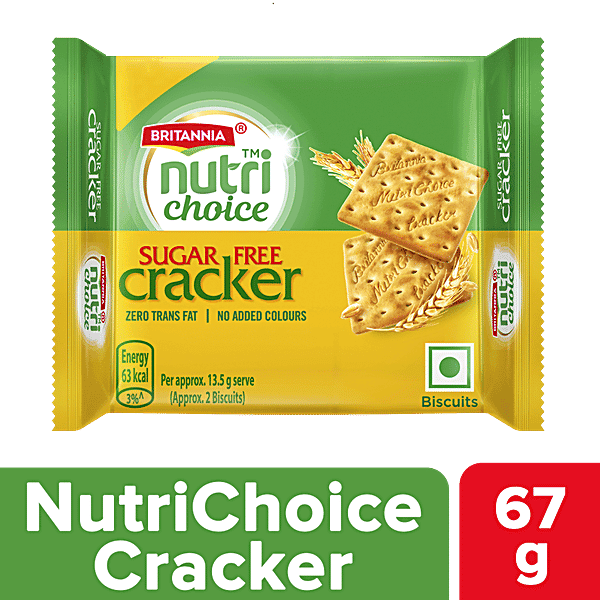 Britannia Nutri Choice Sugar Free Cream Cracker Biscuits - Thin, Light, Crispy, 67 g