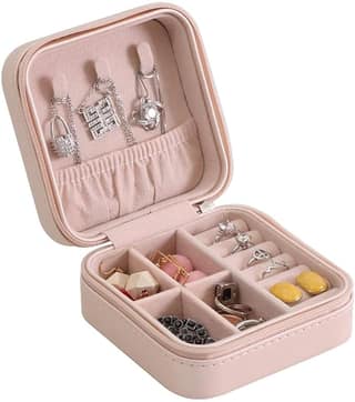Breepree PU Leather Jewellery Box Portable Organizer Compact Storage Case