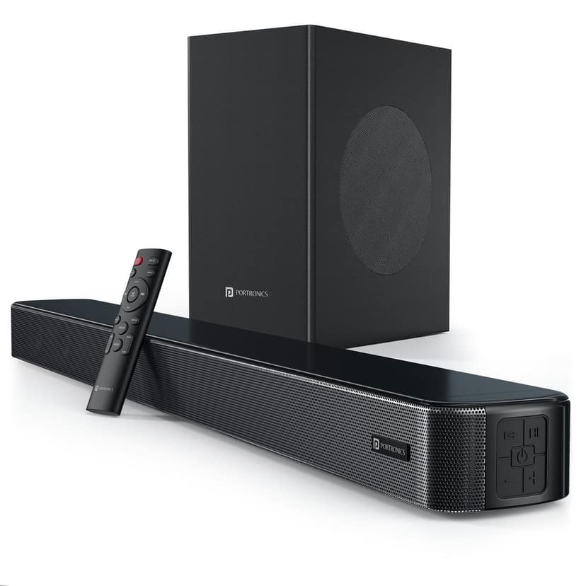 Portronics Spatial Arc 2.1 Channel, 200W Sound Output, Bass/Treble Control, Multiple EQ Mode - Black