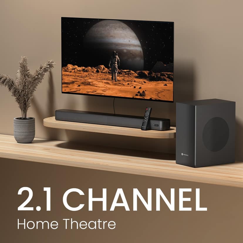 Portronics Spatial Arc 2.1 Channel, 200W Sound Output, Bass/Treble Control, Multiple EQ Mode - Black view 2
