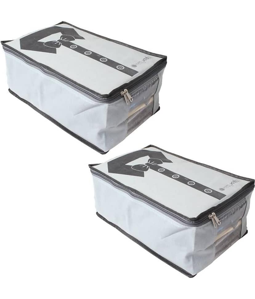 PrettyKrafts Non Woven Shirt Cover | Shirt Organiser (Set of 2) - Greyblack