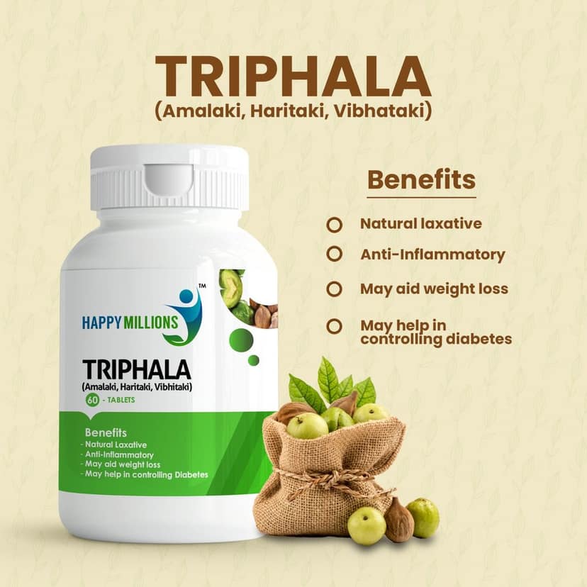 Happy Millions Ayurvedic Triphala Natural Digestive Health Supplement 60 Tablet view 2