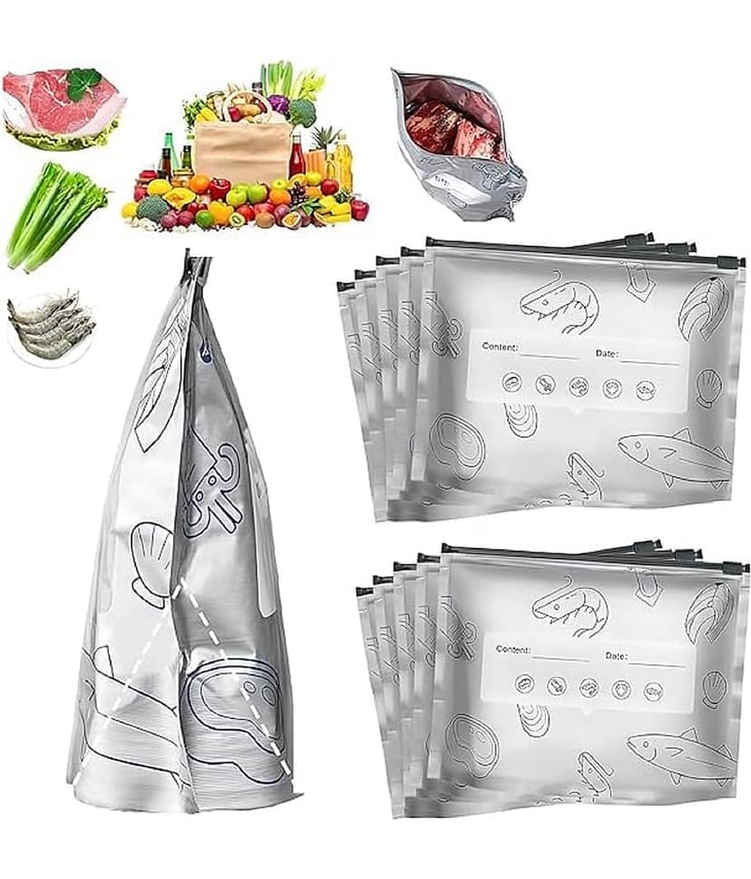 Reusable Aluminum Foil Bag, Aluminum Food Storage Bag, Reusable Foil Food Storage Bag, Fresh Keeping Bag, Freezer Storage Bag, Frozen Meat Storage Bag, Zip Lock Food Bag, Leakproof Kitchen Storage Bag, Reusable Freezer Bags, Aluminium Foil Sealable Bag view 2