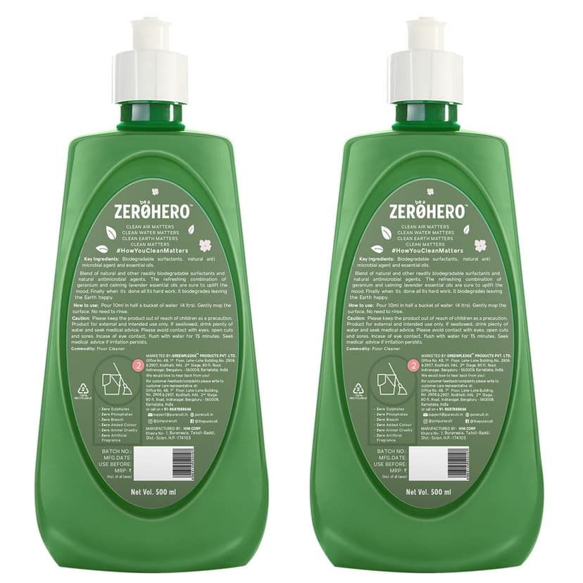 PureCult Floor Cleaner with Geranium & Lavender Essential Oils 500 ml Combo (Pack of 2) view 2