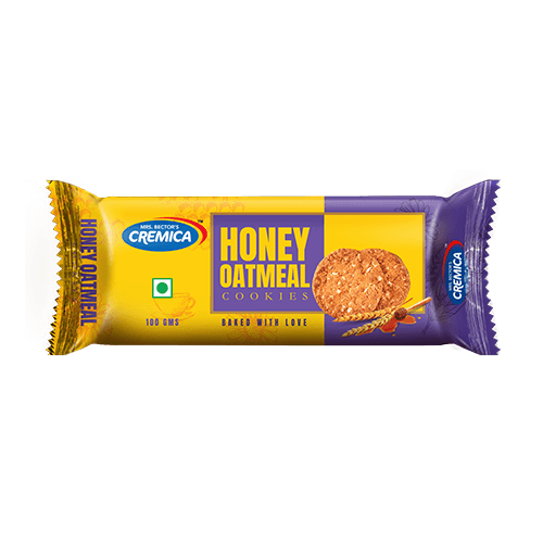 Cremica Honey Oatmeal Cookies - High In Protein & Dietary Fibre, 75 g