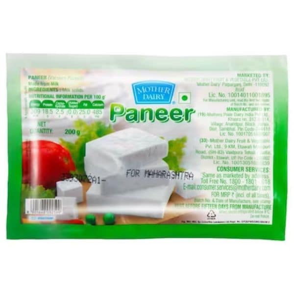 Mother Dairy Fresh Paneer 200 Gms