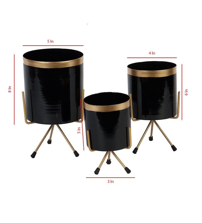 Black & Gold Metal Votive Planter Set of 3 view 2