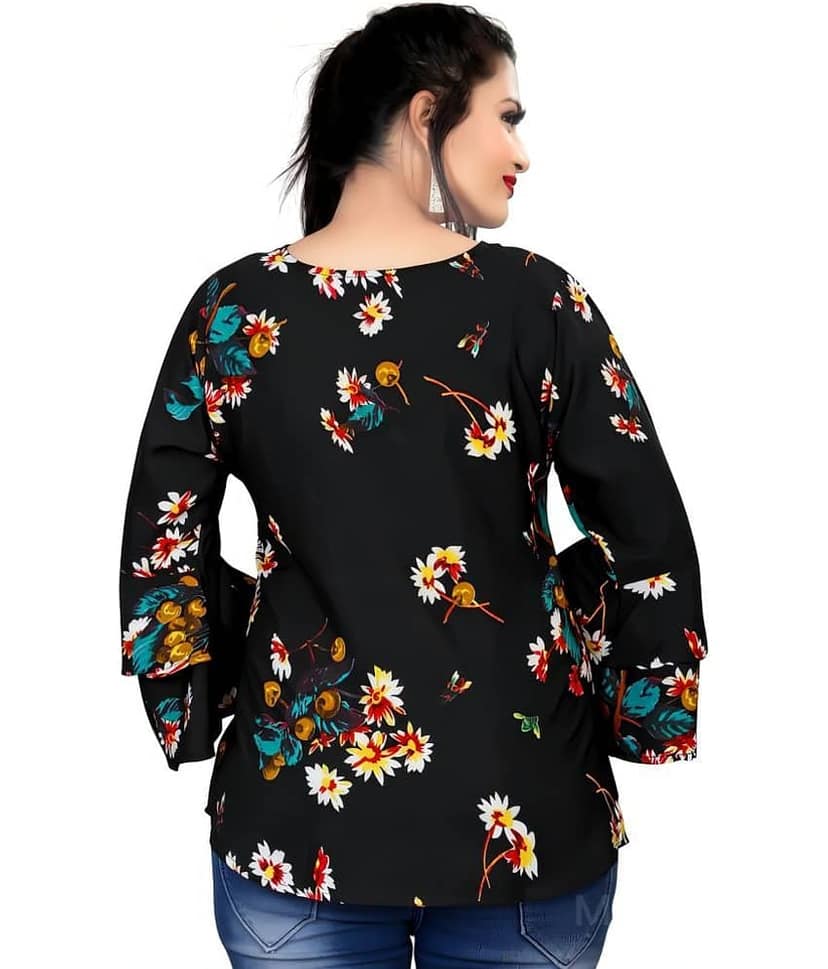 Hemang Fashion Women's Crepe Regular Top ( Black ) view 2