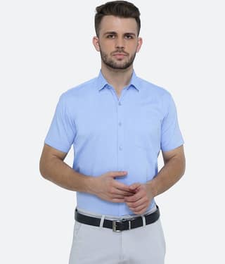 Kuons Avenue - Light Blue Cotton Blend Slim Fit Men's Casual Shirt ( Pack of 1 )