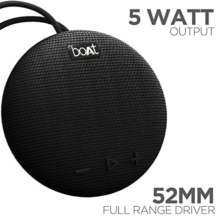 boAt Stone 190 | Wireless Portable Speaker with 52mm Dynamic Driver, Up to 4hrs Nonstop Playback, IPX 6 Water Resistant Black view 2