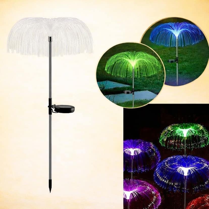 SPARKWORLD Solar Decorative Jellyfish Light 7 Color Changing Waterproof Outdoor Garden Pathway Lawn Driveway(Metal Stake, Pack of 1), LED, White