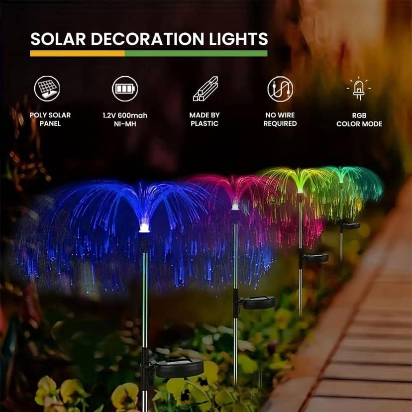 SPARKWORLD Solar Decorative Jellyfish Light 7 Color Changing Waterproof Outdoor Garden Pathway Lawn Driveway(Metal Stake, Pack of 1), LED, White view 2