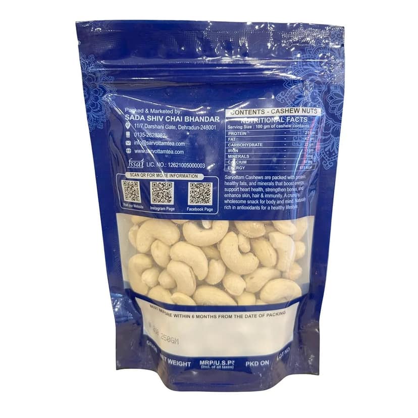 Sarvottam Premium Cashew | Jumbo Whole Cashew Nuts W210 | Rich Creamy Flavor, High Protein | Hand-Picked Natural Dry Fruits view 2
