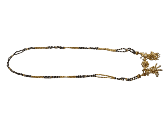 Black Beads Mangalsutra with Golden Pendant for Women view 2