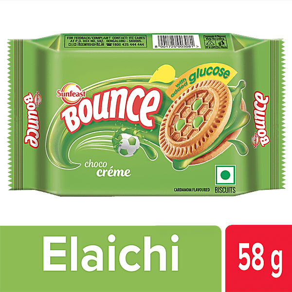 Sunfeast Bounce Creme Biscuits - Elaichi, 58 g Pouch