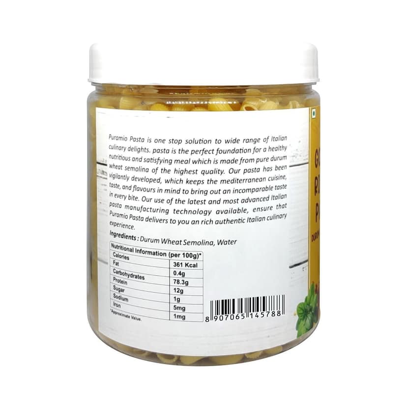 Puramio Gomiti Rigate Durrum Wheat Semolina Pasta, 600 gm view 2