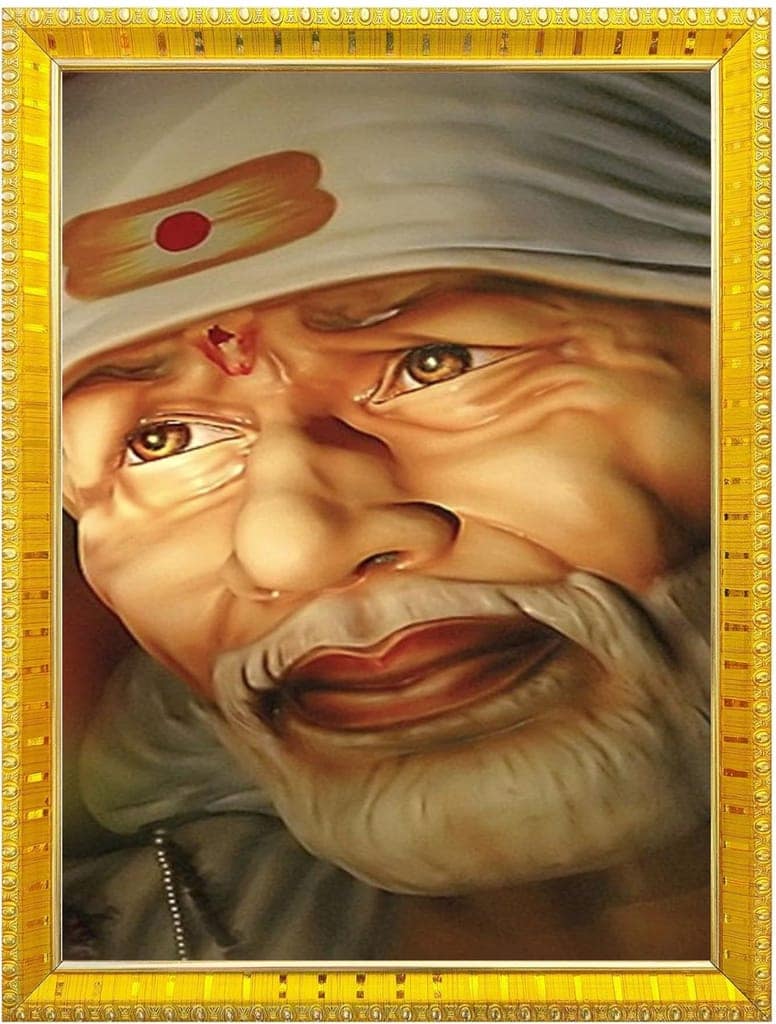 NOKKES Sai Baba Shirdi sai baba photo frame Golden 5X7 Inch Photo Frame_AQW10
