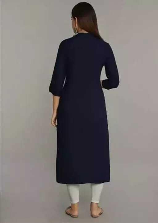 MANMAYEE Indian Tunic Top Women's Rayon Button in Front Design Straight Kurti | Straight Kurti view 2
