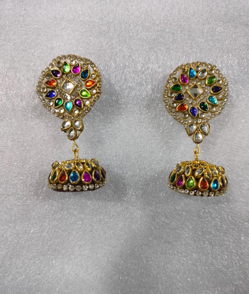 Buy Kundan Meenakari Earrings Online at Best Price in India | Anuradha Art Jewellery view 2