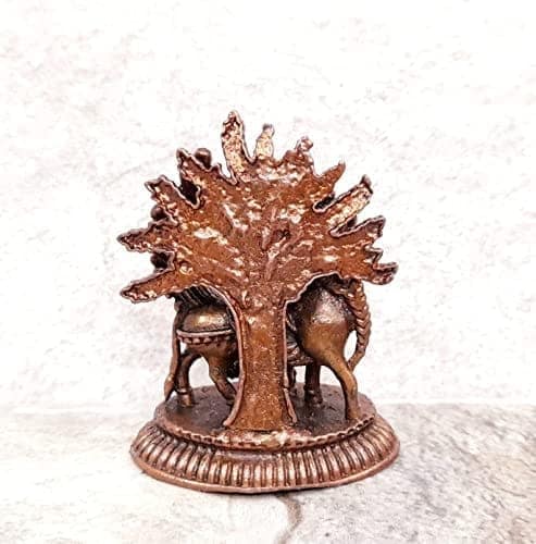 Searchers Paradise - Copper Idols Kamadhenu ,1.8 inches, Copper Handmade 45 Grams, Patina Antique Finish, Pack of 1 Piece view 2
