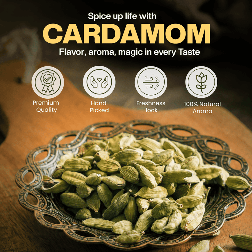 Buy Bold Green Cardamom Online India - Premium Elaichi | Phoran view 2