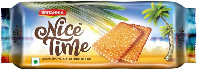 Britannia Nice Time Coconut Biscuit - Ready To Eat, Crunchy & Sweet, 143 g