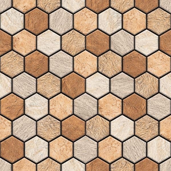 Orientbell Floor Tiles OPV Hexo Brown 10 Pcs view 2