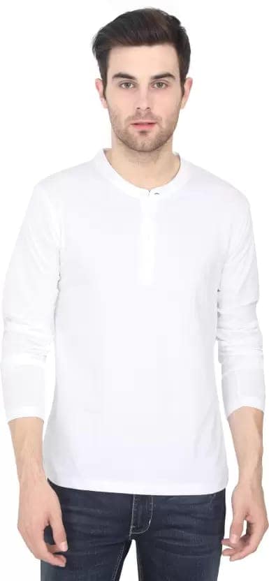 Men Solid Round Neck Pure Cotton White T-Shirt view 2