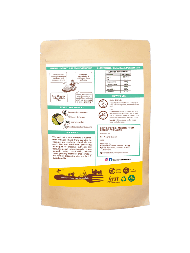 Natureship - Hand roasted and stone ground, Makai Sattu, 250 grams. view 2